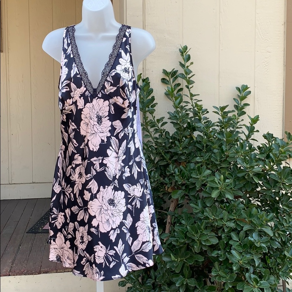 Jones New York Navy Blue Floral Satin Chemises | M - Picture 1 of 7